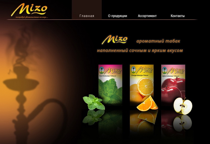 Дизайн сайта для рекламы продукции Mizo