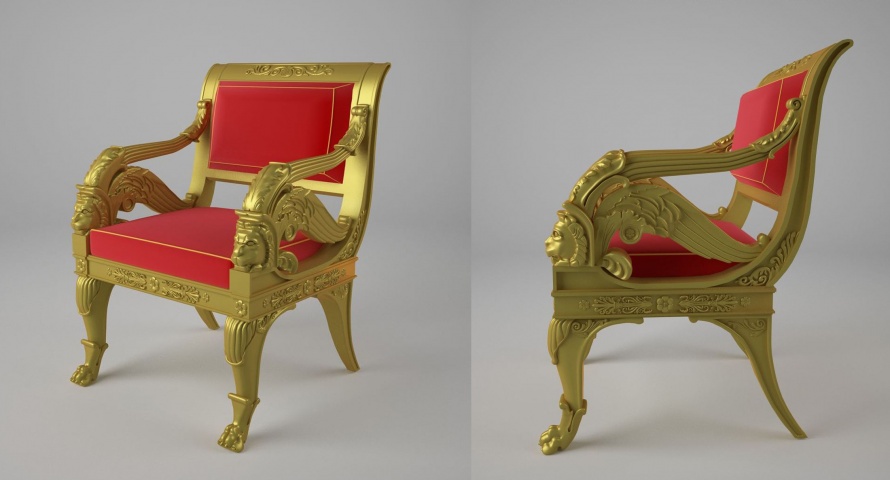 кресло со львами золото 