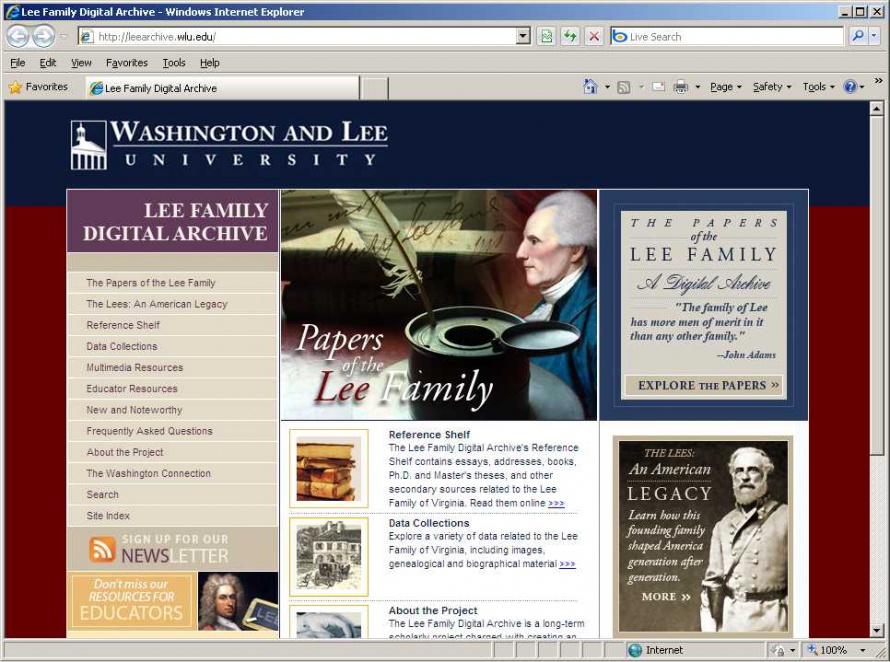 026 - Lee Digital Archive веб-сайт