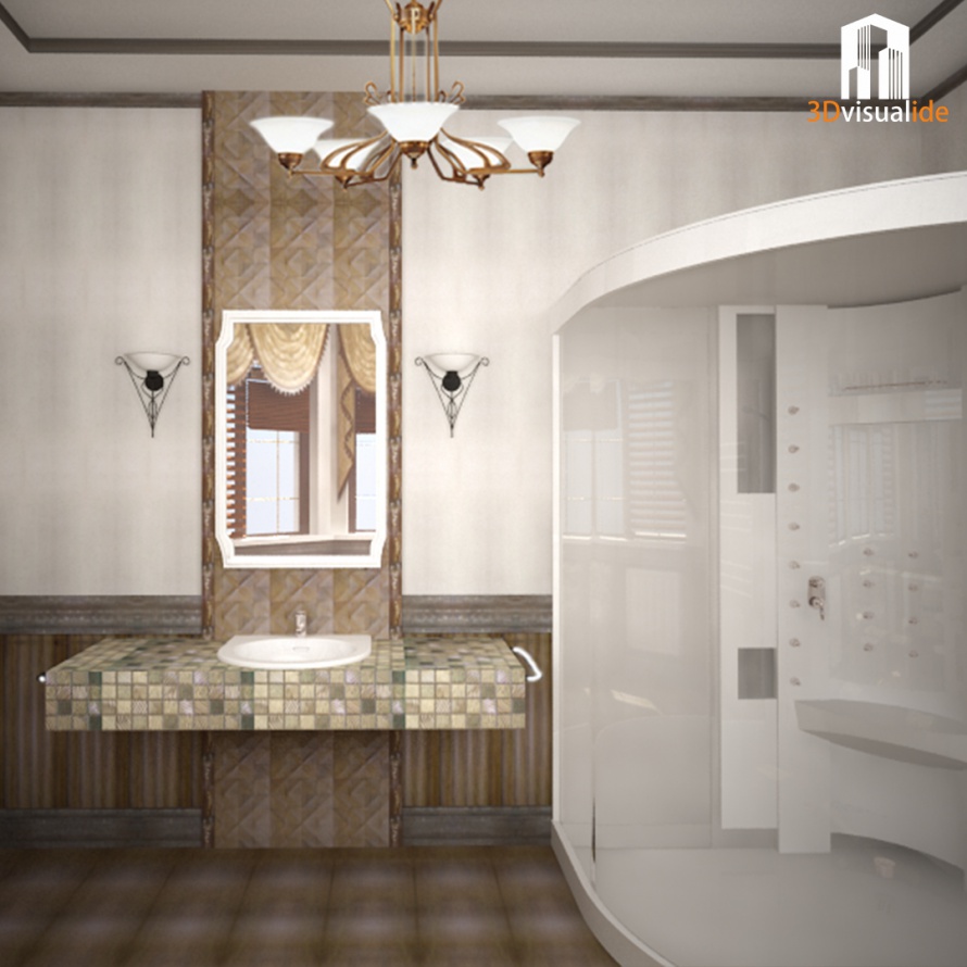 3D моделирование и визуализация интерьера ванная